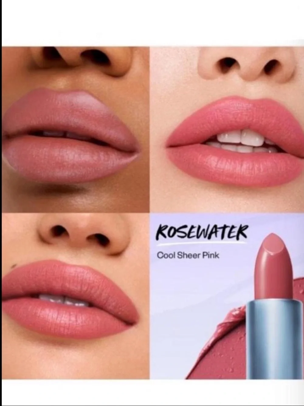Kosas Satin Lipstick in ROSEWATER (Cool Sheer Pink) NEW! FULL SIZE!